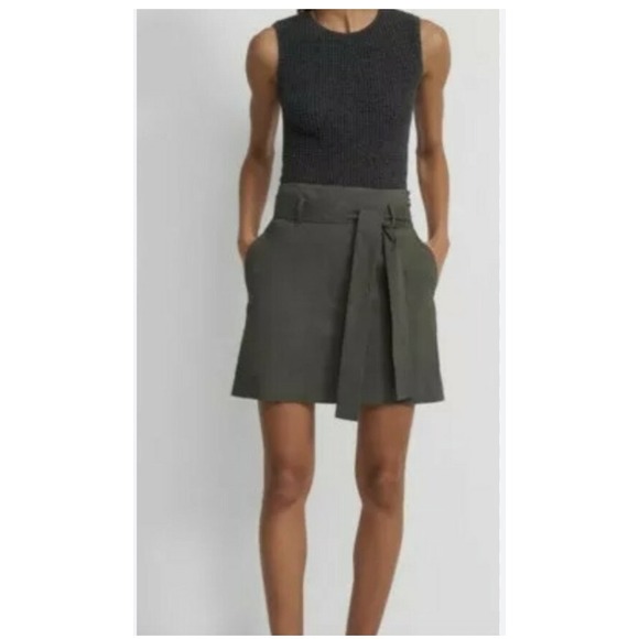 Theory Grey Pleated Mini Skirt Size 4 Career Office Party - Picture 1 of 6